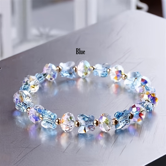 Butterfly Elegance: Crystal Beaded Bracelet with Bohemian Charms - Picture 5 of 6